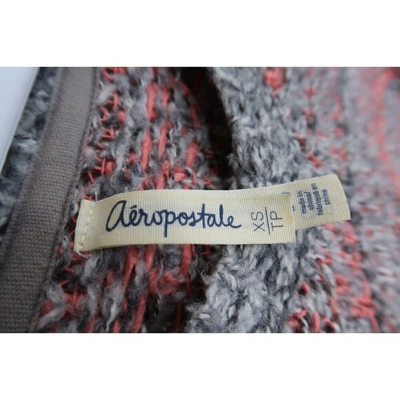 Aeropostale Knit Sweater Womens Size XS Gray Pink Stripe Long Sleeves Oversized - Picture 8 of 9